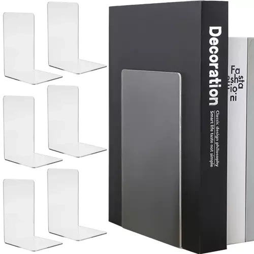 Bokstöd 6-pack – Transparenta Bokstöd i Akryl 18,5 cm
