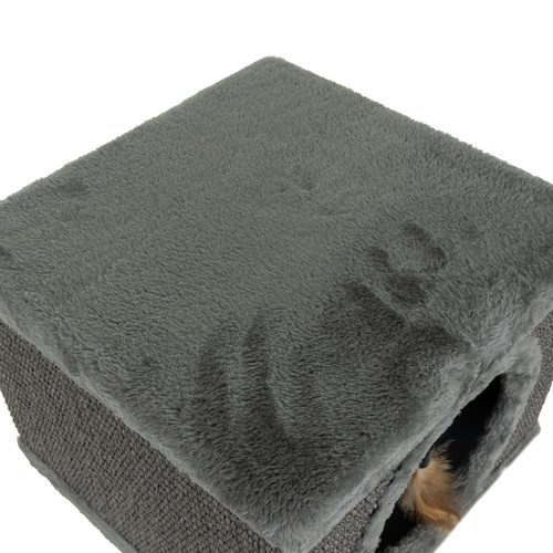 Kattkoja med Klösbräda – Kattbädd i Plysch med Sisal & Leksak - Bild 12