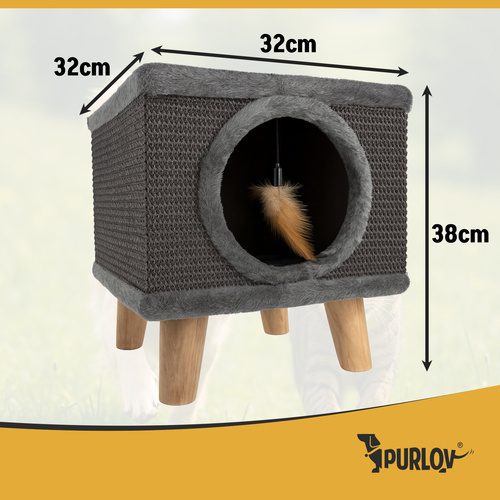 Alternative view of Kattkoja med Klösbräda – Kattbädd i Plysch med Sisal & Leksak