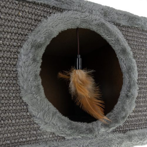 Kattkoja med Klösbräda – Kattbädd i Plysch med Sisal & Leksak - Bild 10