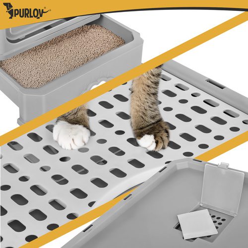 Stängd Kattlåda – Katttoalett med Utdragbar Låda & Spade - Bild 14