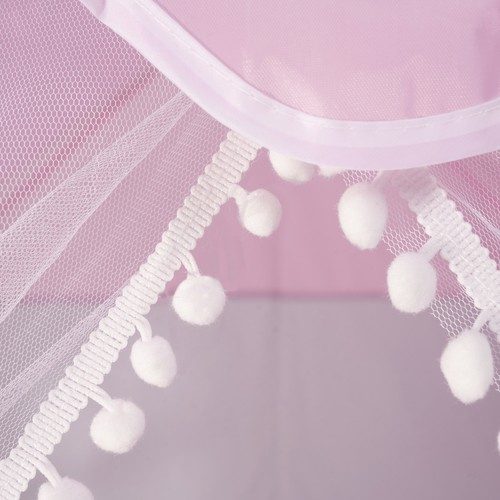Barntält Hus – Lektält med Ljusslinga & Golvmatta, Rosa - Bild 8