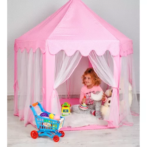 Barntält Slott – Lektält för Inomhus & Utomhus, Rosa - Bild 4