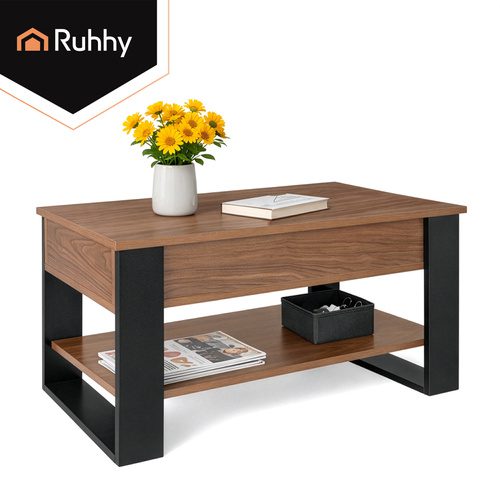 Soffbord 92 x 51 cm – Lyftbart Vardagsrumsbord med Förvaring & Hylla - Bild 18