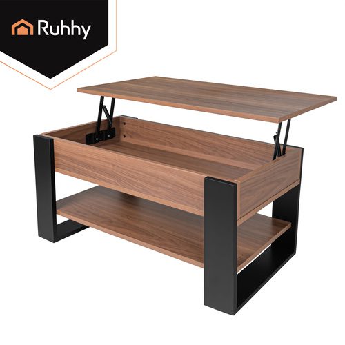 Soffbord 92 x 51 cm – Lyftbart Vardagsrumsbord med Förvaring & Hylla - Bild 20