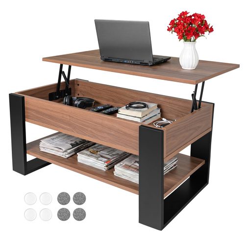 Soffbord 92 x 51 cm – Lyftbart Vardagsrumsbord med Förvaring & Hylla - Bild 19