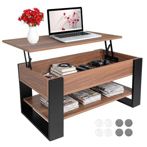 Soffbord 92 x 51 cm – Lyftbart Vardagsrumsbord med Förvaring & Hylla - Bild 17