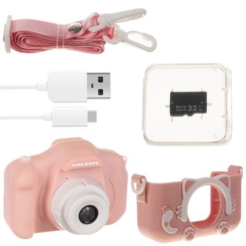 Digitalkamera för Barn – 1080P Kamera med 32 GB Minneskort, Rosa - Bild 7