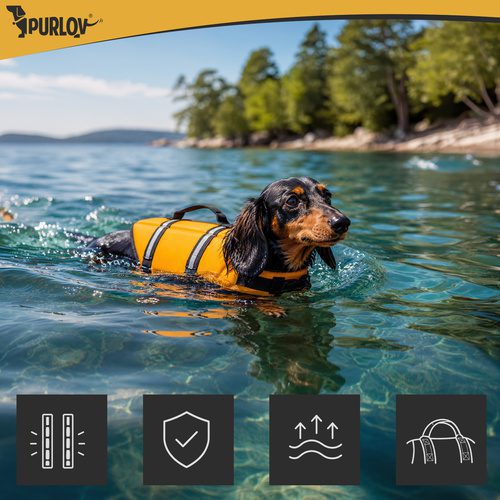 Flytväst för Hund M – Hundflytväst med Handtag, Reflex & Koppelfäste - Bild 3