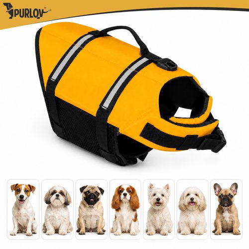 Flytväst för Hund M – Hundflytväst med Handtag, Reflex & Koppelfäste - Bild 7