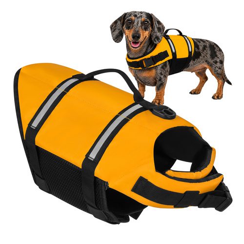 Flytväst för Hund M – Hundflytväst med Handtag, Reflex & Koppelfäste