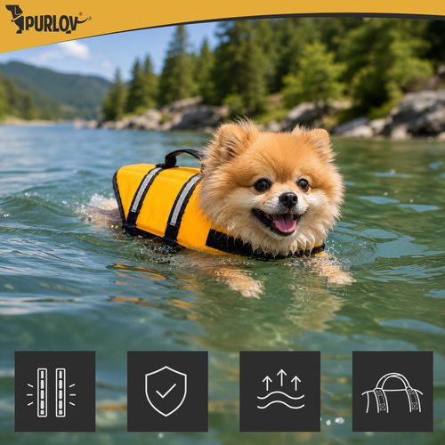 Flytväst för Hund S – Hundflytväst med Handtag, Reflex & Koppelfäste - Bild 3