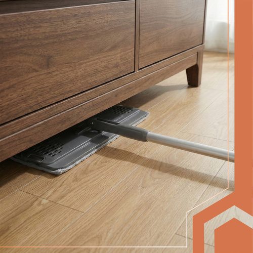 Platt Mopp med Dubbelkammarhink 8,5 L – Handsfree Urvridning & 3 Moppskydd - Bild 5