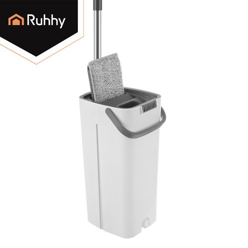 Platt Mopp med Dubbelkammarhink 8,5 L – Handsfree Urvridning & 3 Moppskydd - Bild 8