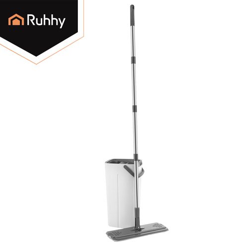 Platt Mopp med Dubbelkammarhink 8,5 L – Handsfree Urvridning & 3 Moppskydd - Bild 9