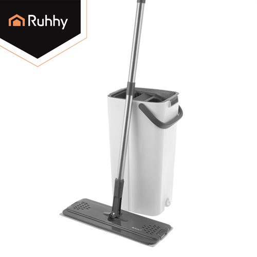 Platt Mopp med Dubbelkammarhink 8,5 L – Handsfree Urvridning & 3 Moppskydd - Bild 10