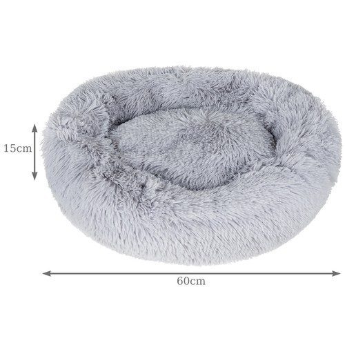 Alternative view of Hundbädd Ø60 cm – Mjuk Plyschbädd med Halkfri Botten, Grå