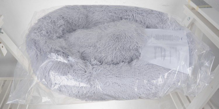 Hundbädd Ø60 cm – Mjuk Plyschbädd med Halkfri Botten, Grå - Bild 17