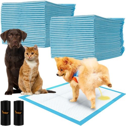 Hygienunderlägg 50-pack 60 x 60 cm – Absorberande Valpmattor med 30 Bajspåsar