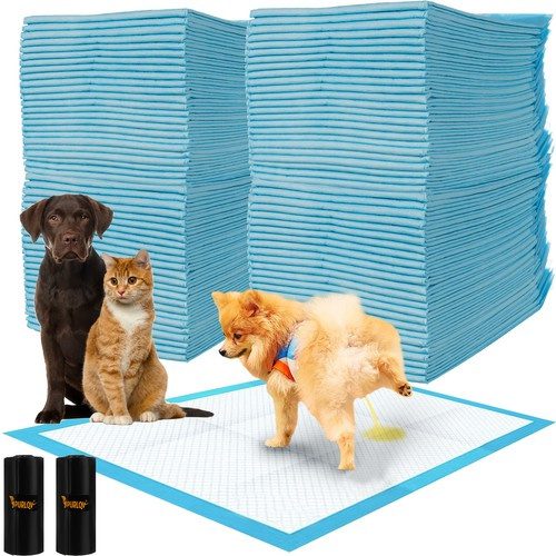 Hygienunderlägg 100-pack 60 x 90 cm – Absorberande Valpmattor med 30 Bajspåsar