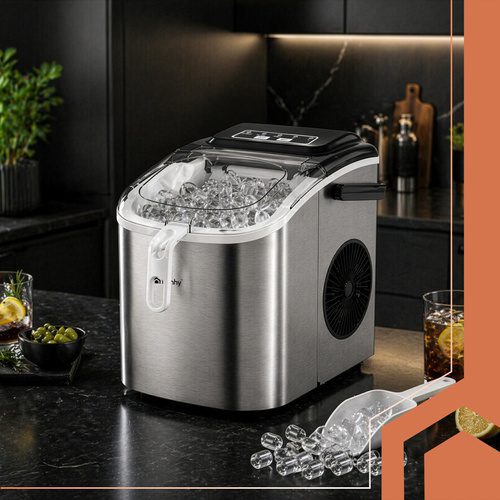 Ismaskin 12 kg/24 h 1,2 L – Iskubsmaskin med 2 Iskubsstorlekar & Isskopa - Bild 6