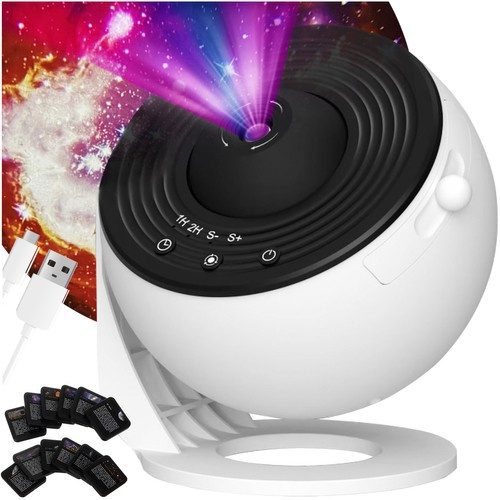 LED Stjärnprojektor – Nattlampa med 360° Rotation, 12 Bildskivor & Timer