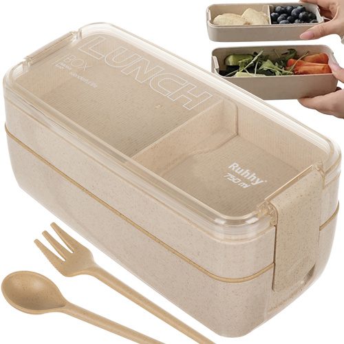 Matlåda 750 ml – Lunchlåda med 2 Fack, Bestick & Avdelare