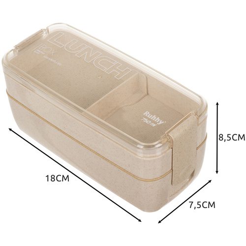 Matlåda 750 ml – Lunchlåda med 2 Fack, Bestick & Avdelare - Bild 2