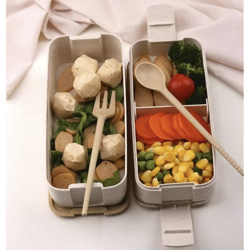 Matlåda 750 ml – Lunchlåda med 2 Fack, Bestick & Avdelare - Bild 3