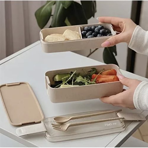 Matlåda 750 ml – Lunchlåda med 2 Fack, Bestick & Avdelare - Bild 4