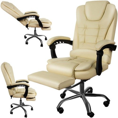 Kontorsstol med Fotstöd – Ergonomisk Skrivbordsstol i Konstläder med Lutningsfunktion