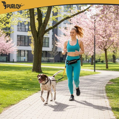 Midjebälte med Koppel – Handsfree Hundkoppel med Stötdämpare & Midjeväska - Bild 4