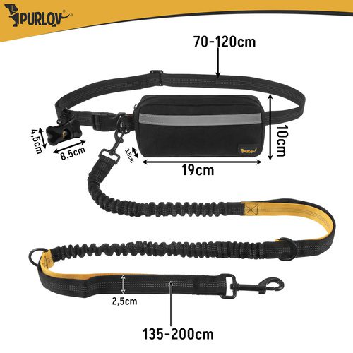 Midjebälte med Koppel – Handsfree Hundkoppel med Stötdämpare & Midjeväska - Bild 3