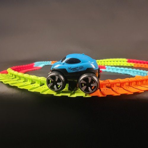 Racerbana 196 Delar – Flexibel Bilbana med LED-bil - Bild 12