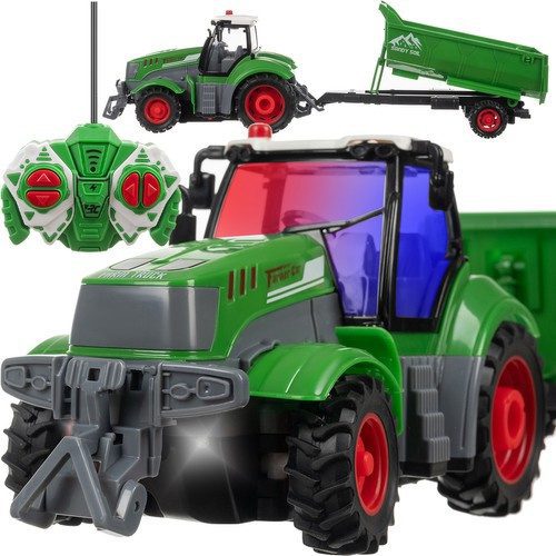 Fjärrstyrd Traktor med Släp – RC Traktor med Tippbart Släp & LED-ljus