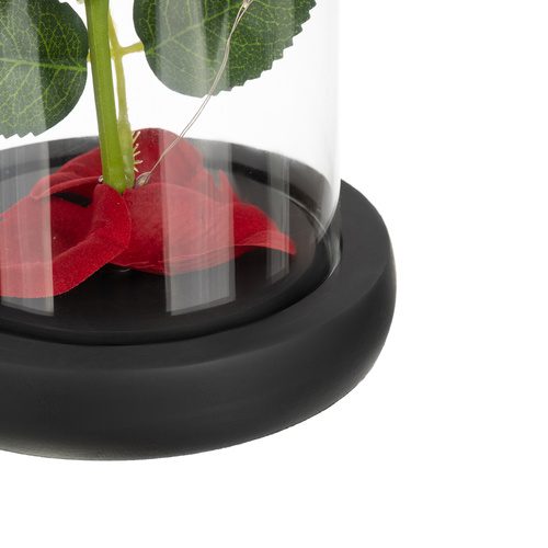 Ros i Glaskupa med LED – Dekorativ Ros med Varmvit Belysning & Presentask - Bild 9