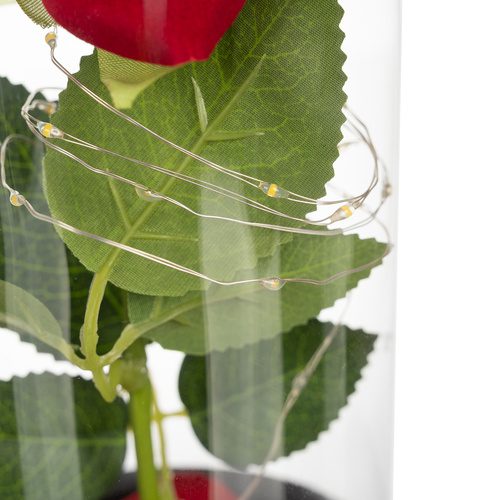 Ros i Glaskupa med LED – Dekorativ Ros med Varmvit Belysning & Presentask - Bild 10