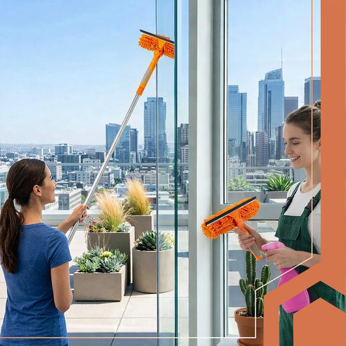 Teleskopisk Fönstertvätt 1,8 m – Fönsterskrapa med 180° Vridbart Huvud & 3 Mikrofiberöverdrag - Bild 8