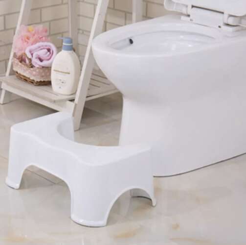 Toalettpall Vit Plast - Ergonomisk Fotpall med Halkskydd 42 x 17 x 26 cm - Bild 4