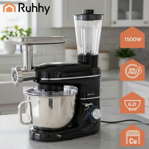 Köksmaskin 2200 W 6,2 L – Matberedare med Blender, Köttkvarn & Planetarisk Blandning - Bild 4