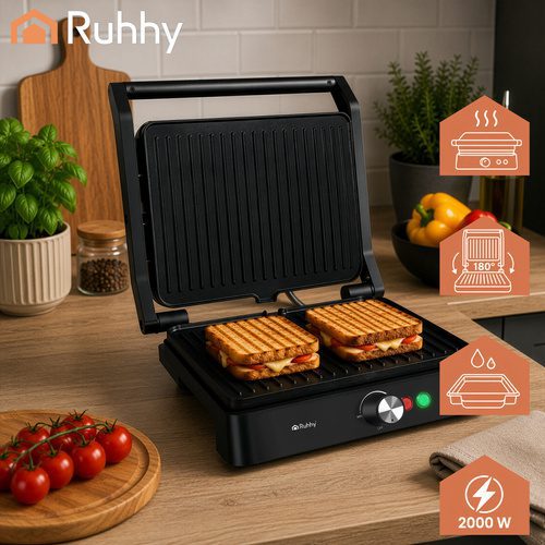 Elektrisk Kontaktgrill 2000 W – Bordsgrill med Temperaturkontroll & Non-Stick Grillplattor - Bild 6