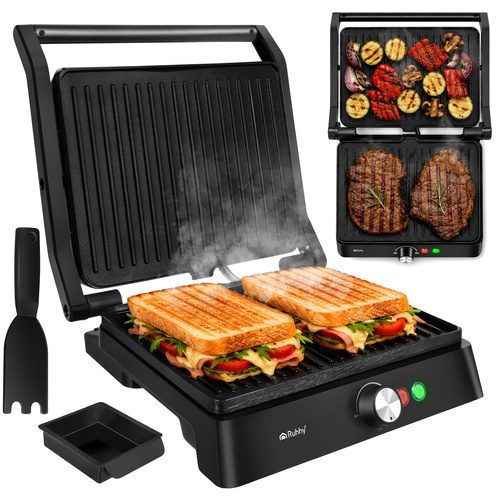 Elektrisk Kontaktgrill 2000 W – Bordsgrill med Temperaturkontroll & Non-Stick Grillplattor