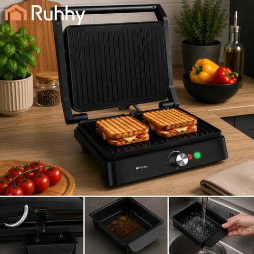Elektrisk Kontaktgrill 2000 W – Bordsgrill med Temperaturkontroll & Non-Stick Grillplattor - Bild 3