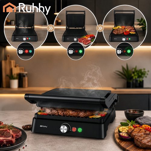 Elektrisk Kontaktgrill 2000 W – Bordsgrill med Temperaturkontroll & Non-Stick Grillplattor - Bild 7