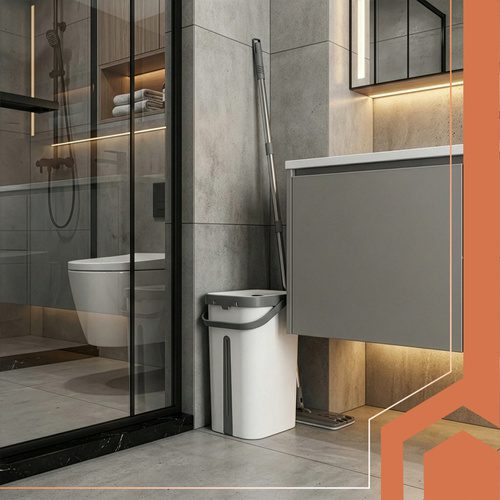 Spraymopp med Dubbelkammarhink 11 L – Platt Mopp med Handsfree Urvridning & 3 Moppskydd - Bild 3