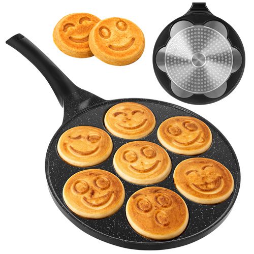 Stekpanna för Ägg & Pannkakor 26,5 cm – Nonstick Panna med 7 Formar för Induktion