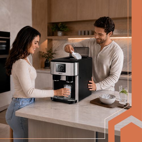 Ismaskin 3-i-1 15 kg/24 h - Iskubsmaskin med Iskross, Kallvattendispenser & LCD-Display - Bild 2