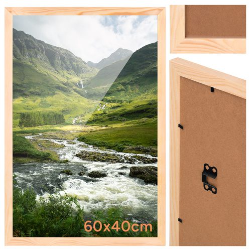 Fotoram 40 x 60 cm i Furu – Träram med Akrylglas Och MDF-baksida