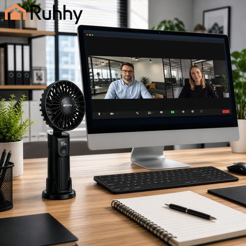 Mini Handfläkt USB-C – Portabel Bordsfläkt med LED-Display & 4 Hastigheter - Bild 3