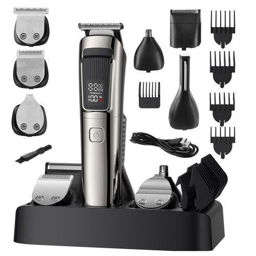 Hårtrimmer & Rakapparat 8-i-1 – Skäggtrimmer med USB-C & Display - Bild 22